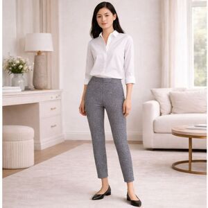 Max Studio Cropped Dress Pants XS Black White Pattern Stretch Ankle